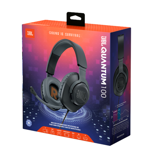 JBL Quantum 100 - Black - Wired over-ear gaming headset with flip-up mic - Detailshot 15 image number null